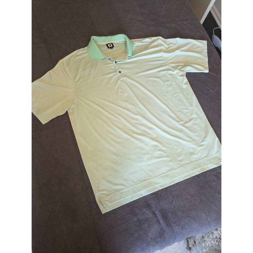 FootJoy Golf‎ Polo Shirt Mens XXL Mint Green White Striped Performance
